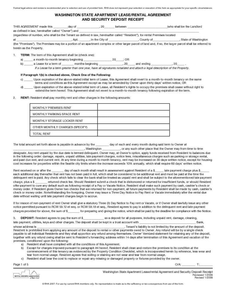 Washington Apartment Lease Agreement